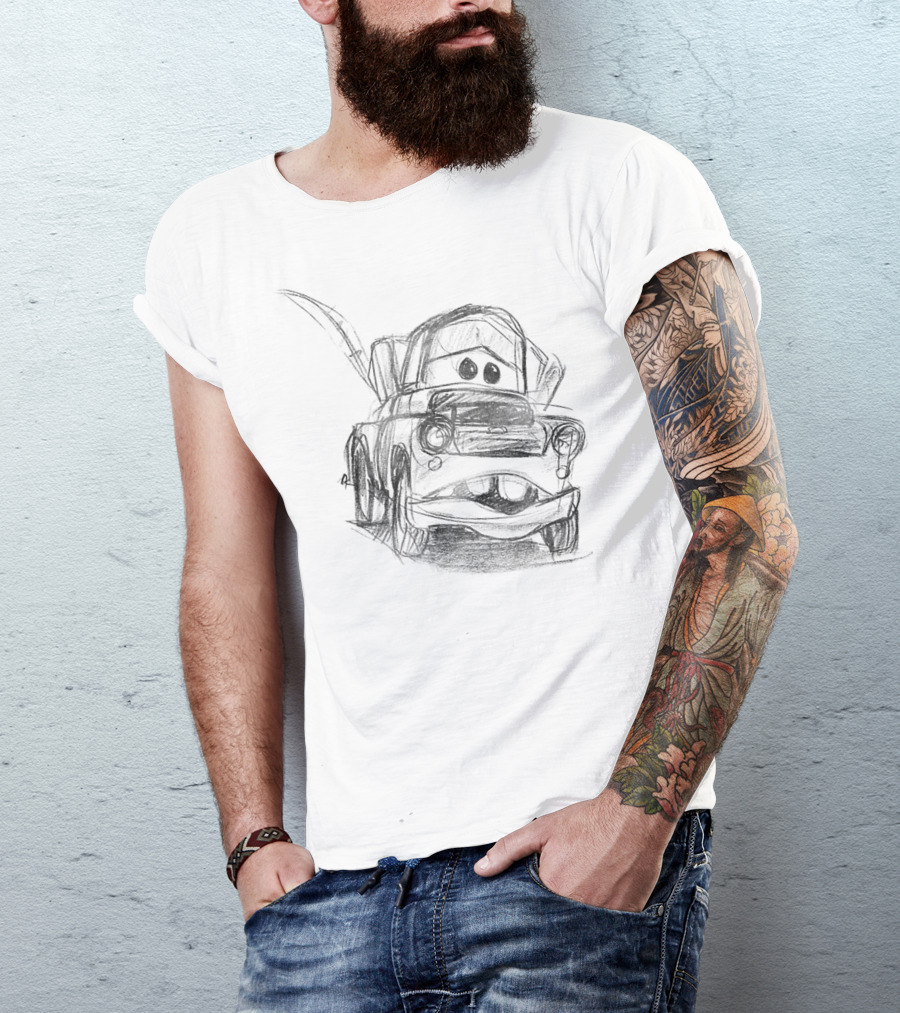 Disney Pixar Cars Mater Illustrated Line Drawing T-Shirt