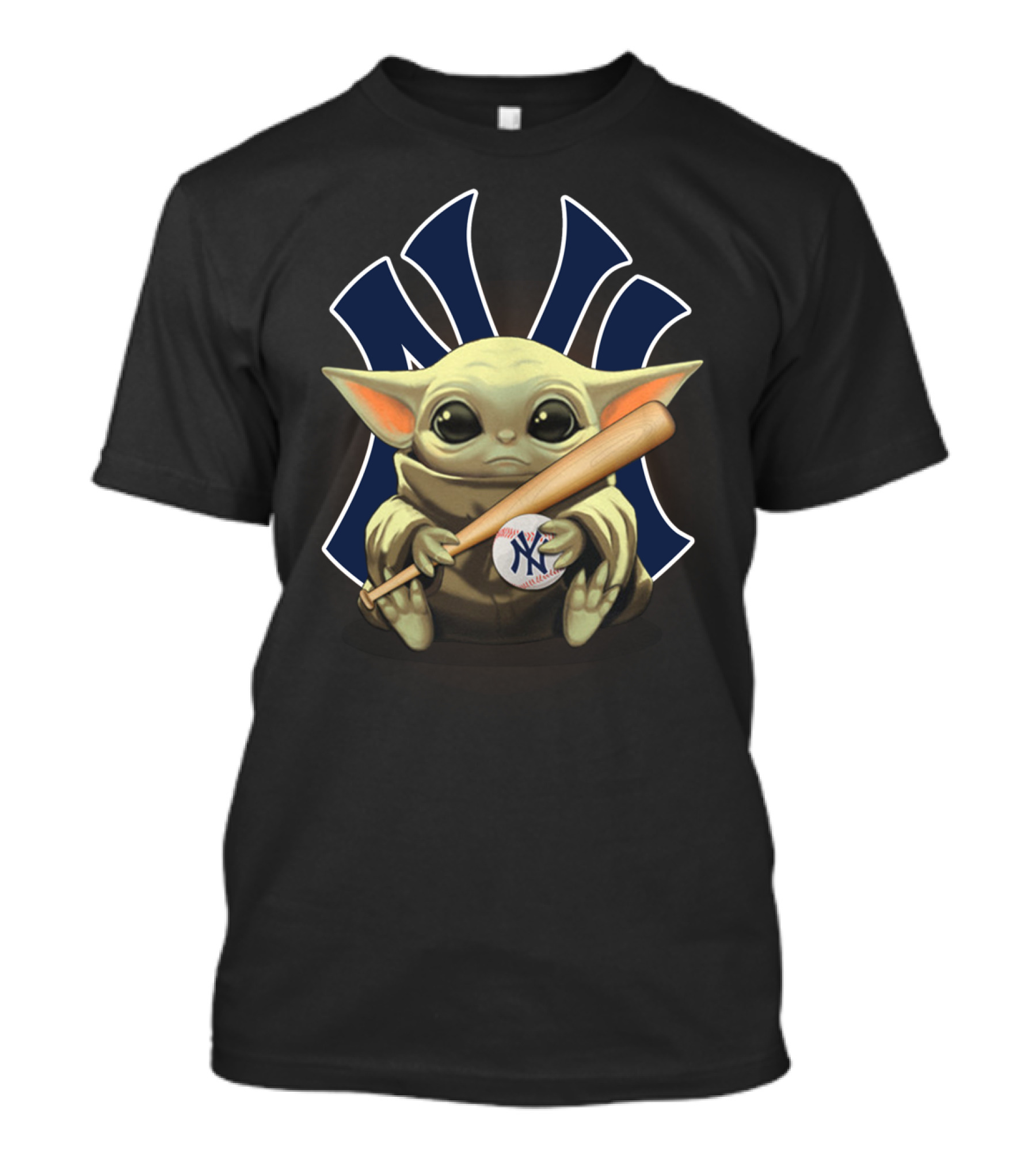 Yoda Star Wars With Yankees Baseball And Bat T-Shirt