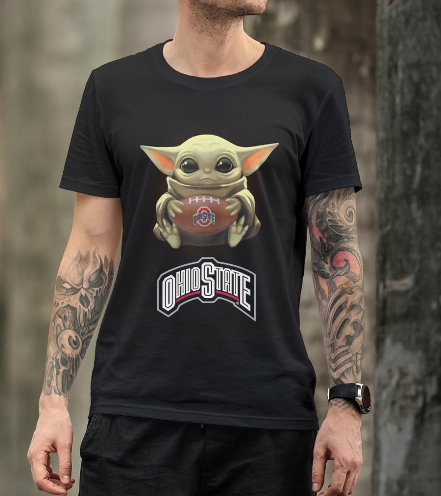 Yoda Holding Ohio State Football For Star Wars And Buckeyes Fans T-Shirt