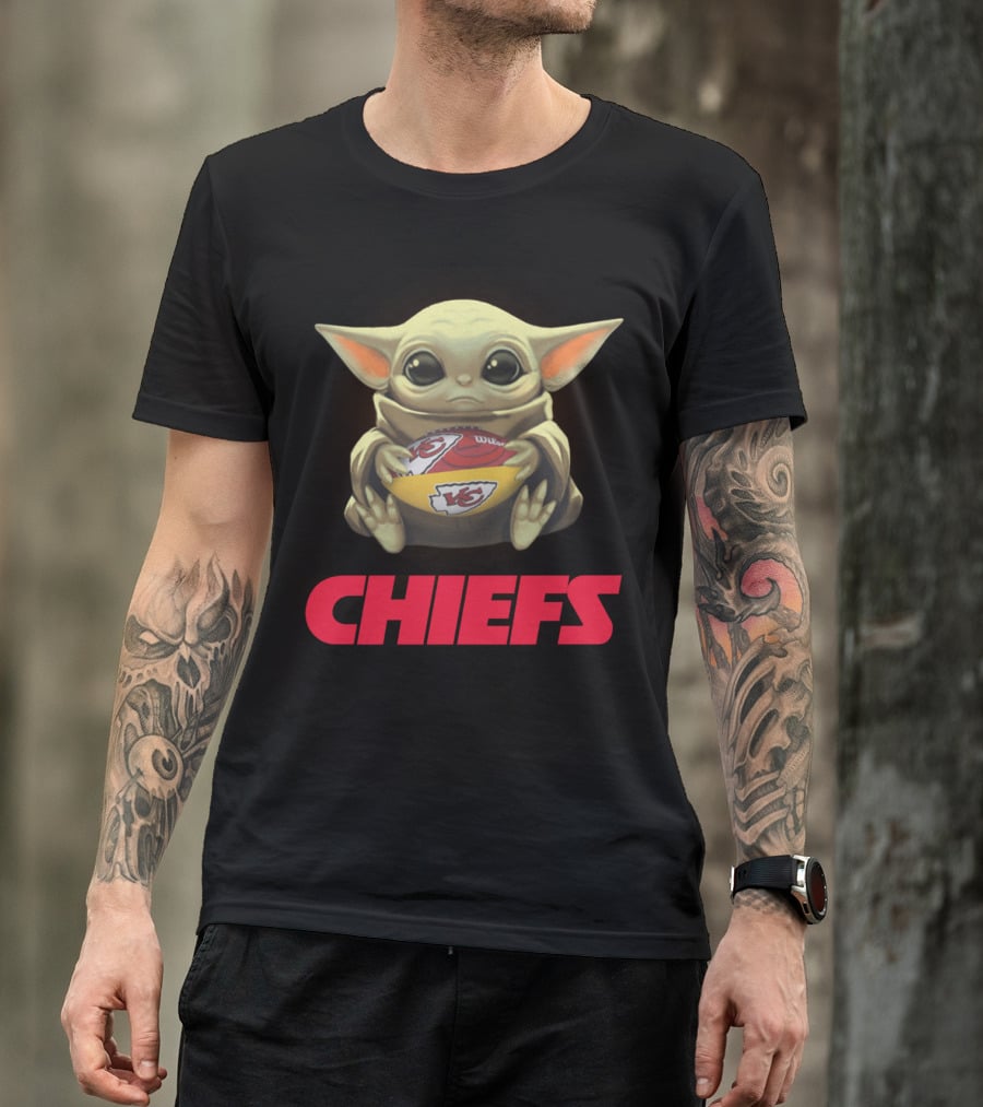 Yoda With Kansas City Chiefs Football T-Shirt