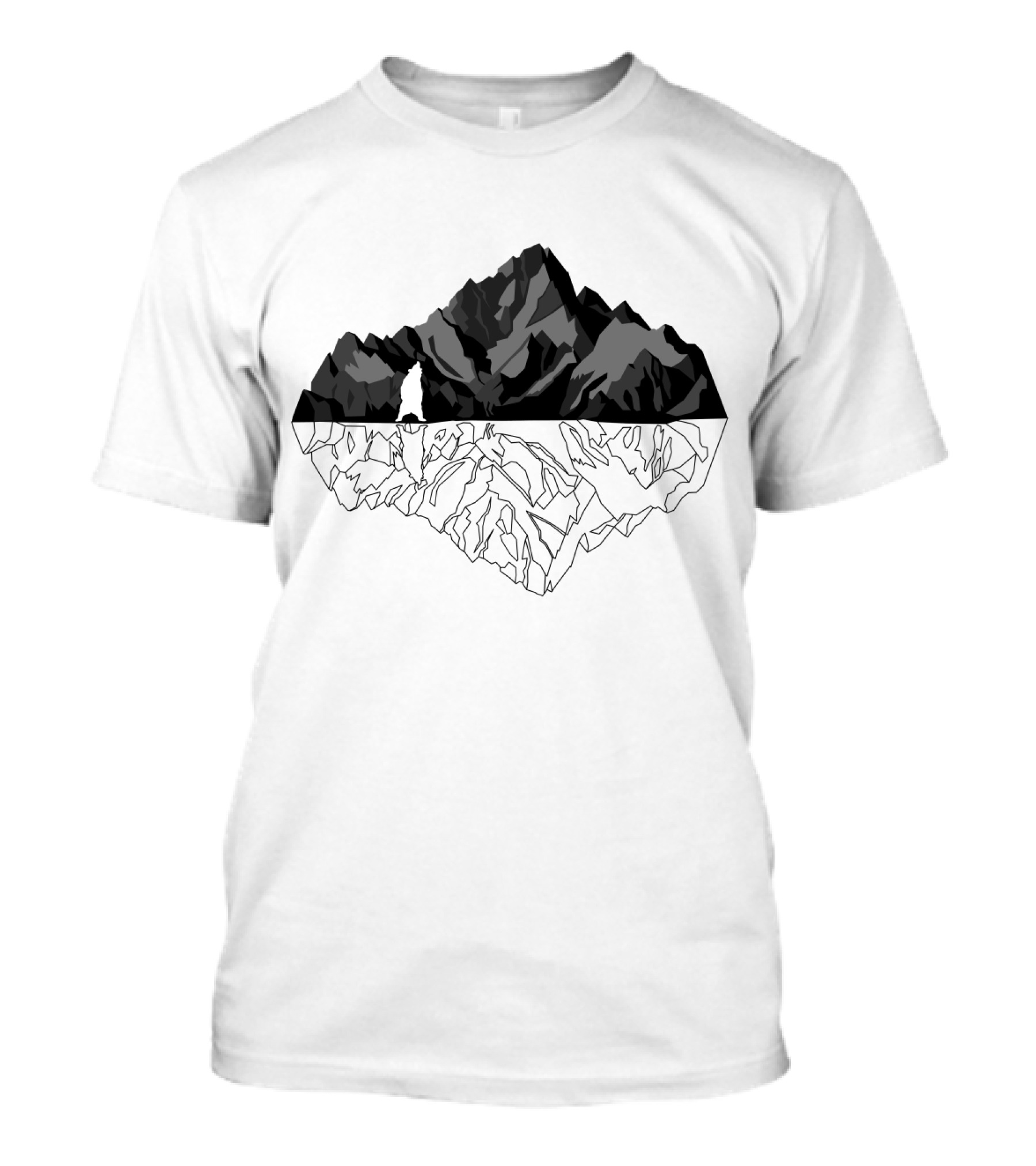 Mouintains Bear Silhouette With Dark Mountain Reflection T-Shirt