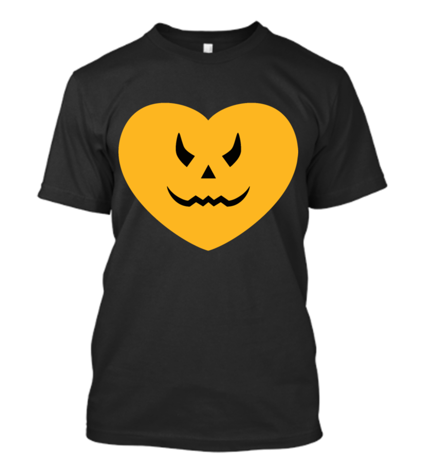 Pumpkin Heart Halloween Yellow Heart Scare Jack-O'-Lantern Face T-Shirt