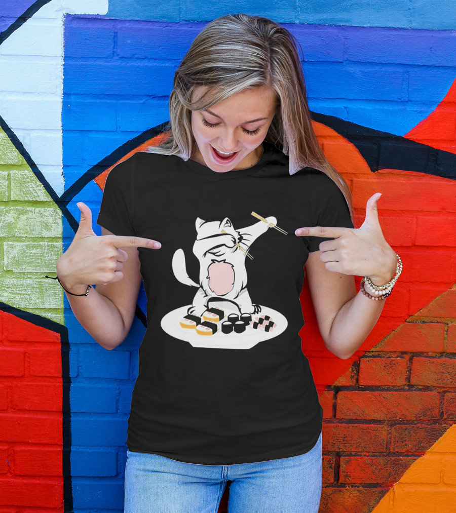 Catsushi Cute Cat Eating Sushi With Chopsticks T-Shirt