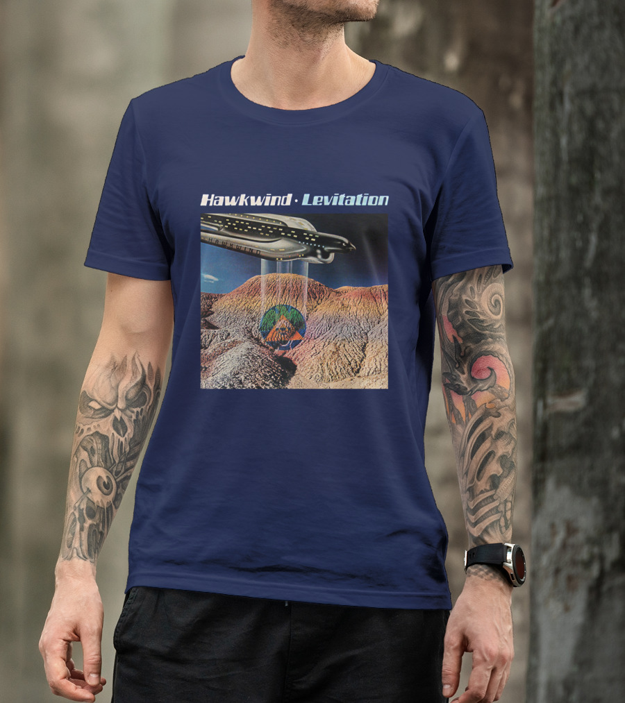 Hawkwind Levitation Spaceship Over Mountain Landscape T-Shirt