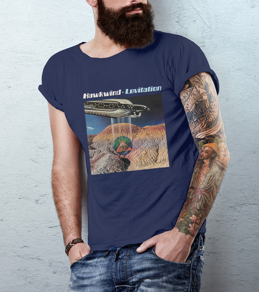 Hawkwind Levitation Spaceship Over Mountain Landscape T-Shirt
