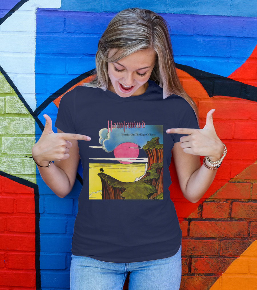 Hawkwind Warrior On The Edge Of Time Cliff Sunset Scene T-Shirt