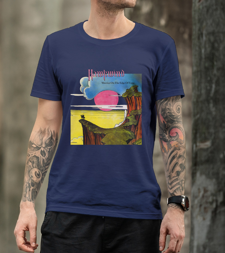 Hawkwind Warrior On The Edge Of Time Cliff Sunset Scene T-Shirt