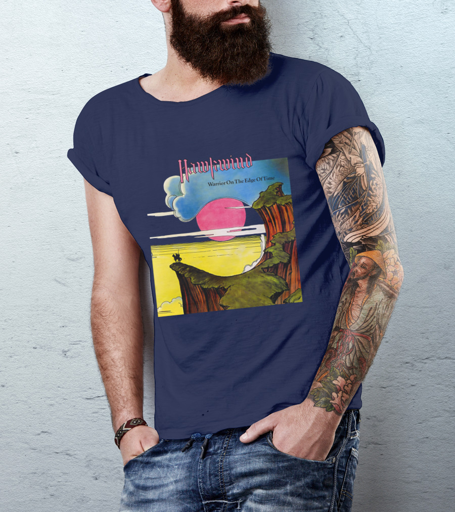 Hawkwind Warrior On The Edge Of Time Cliff Sunset Scene T-Shirt