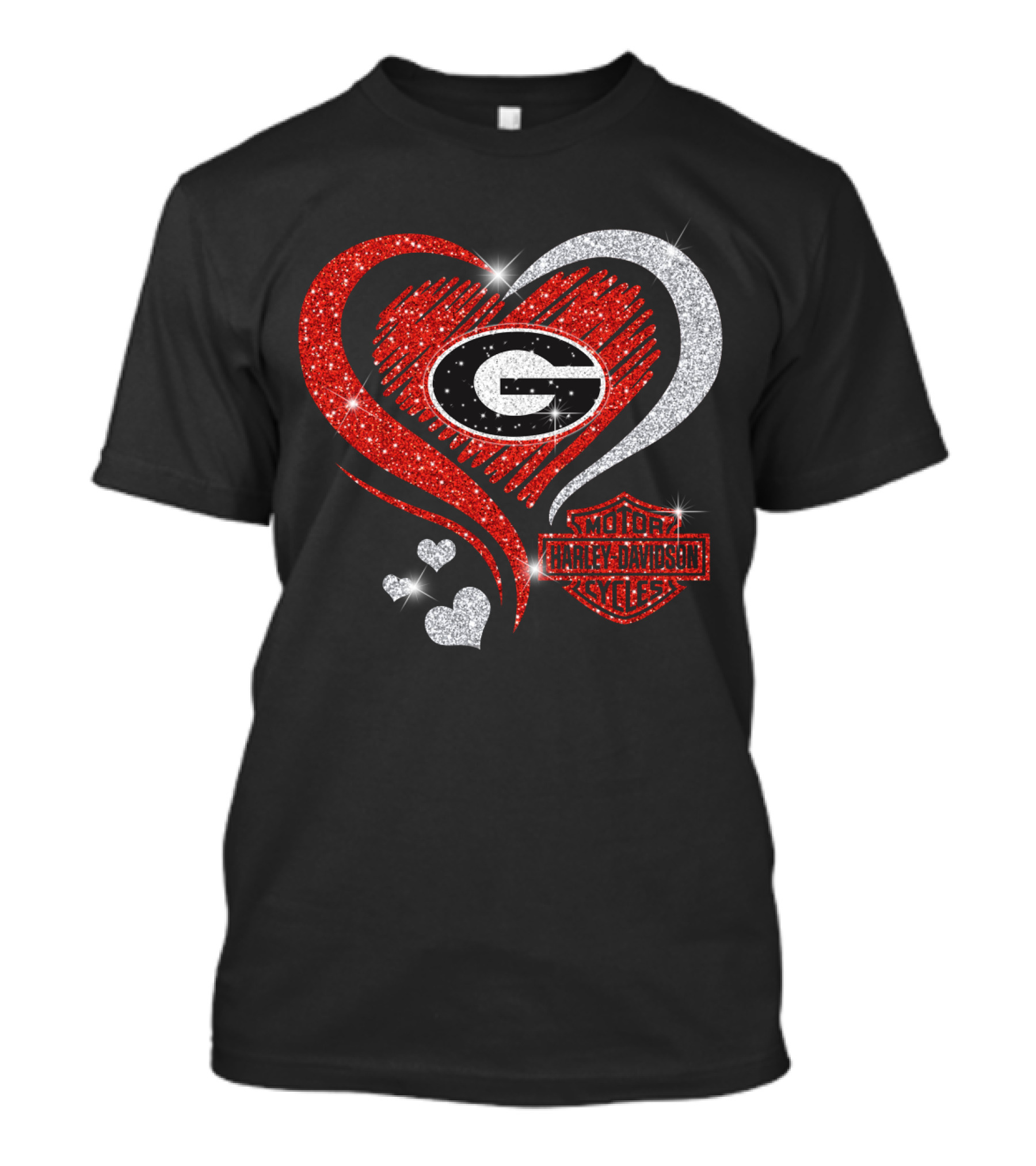 Georgia Bulldogs Harley Davidson Love Heart T-Shirt