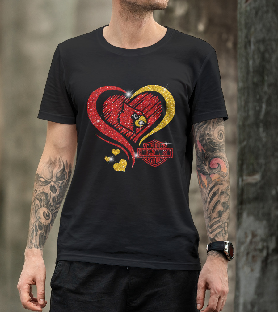 Harley Davidson Heart Louisville Cardinals T-Shirt