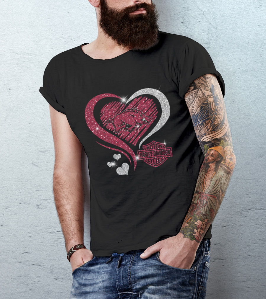 Harley Davidson Ncaa Arkansas Razorbacks Heart T-Shirt