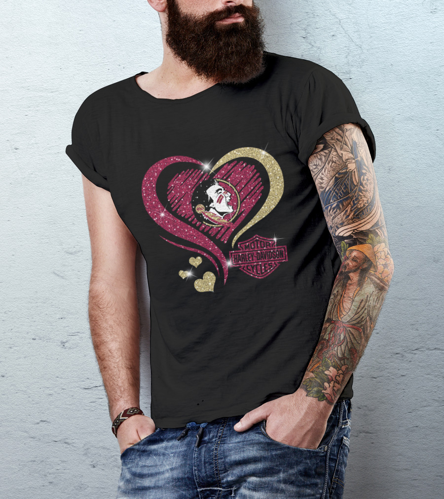 Harley Davidson Florida State Seminoles Heart T-Shirt