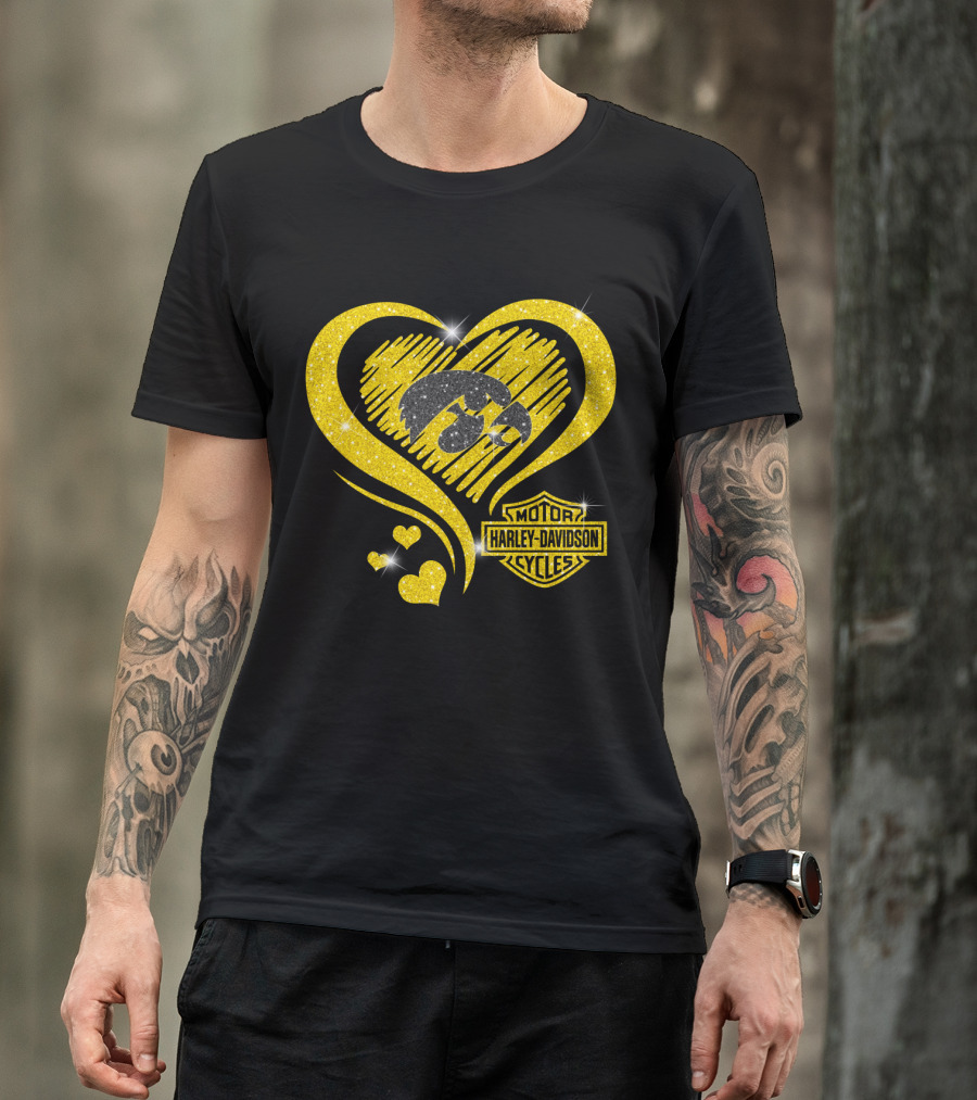Motor Harley Davidson Cycles Iowa Hawkeyes Heart T-Shirt