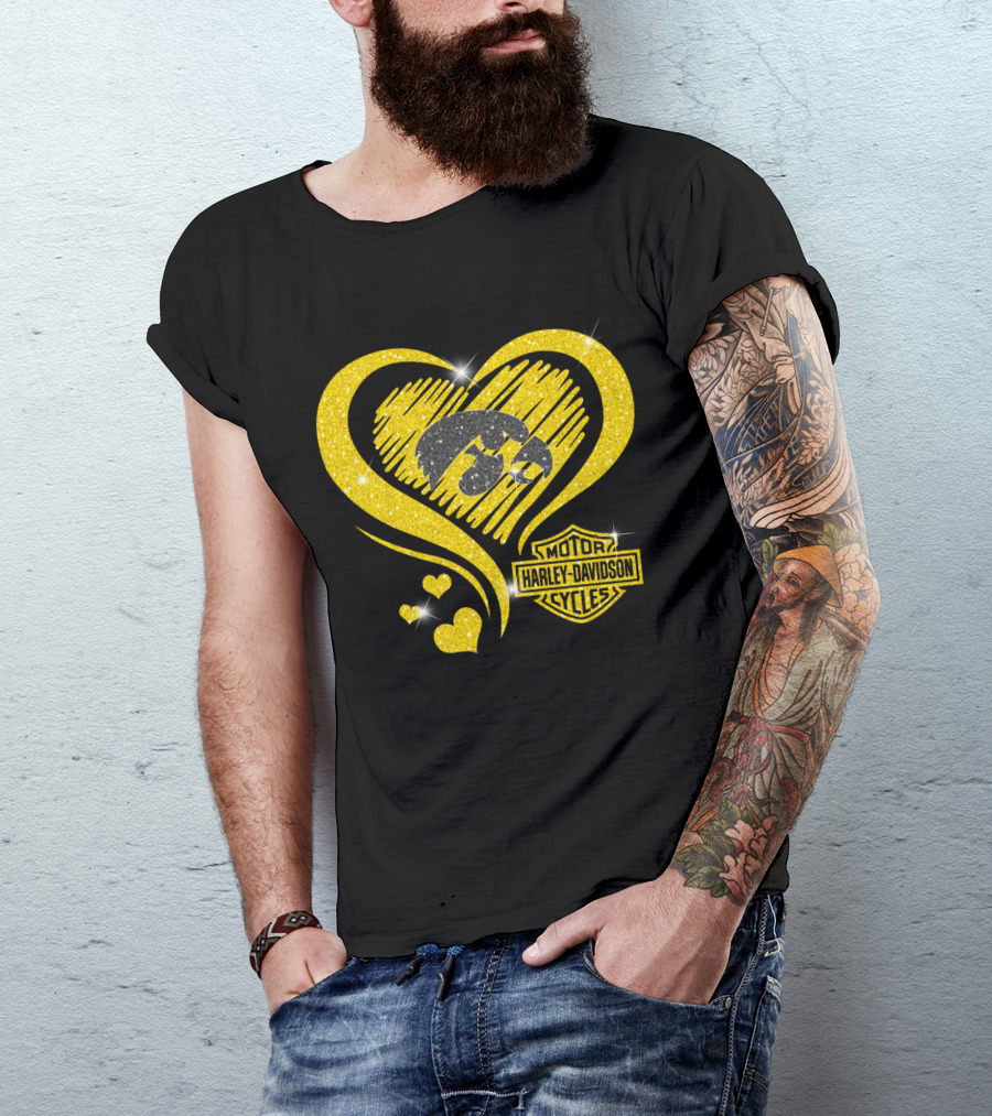 Motor Harley Davidson Cycles Iowa Hawkeyes Heart T-Shirt