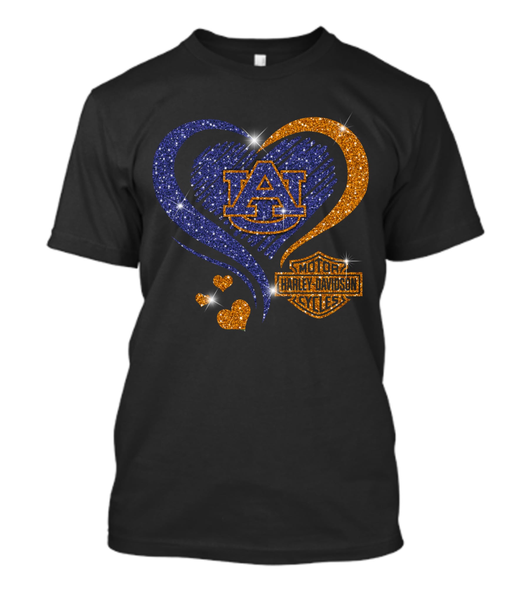 Auburn Tigers Heart With Harley Davidson T-Shirt
