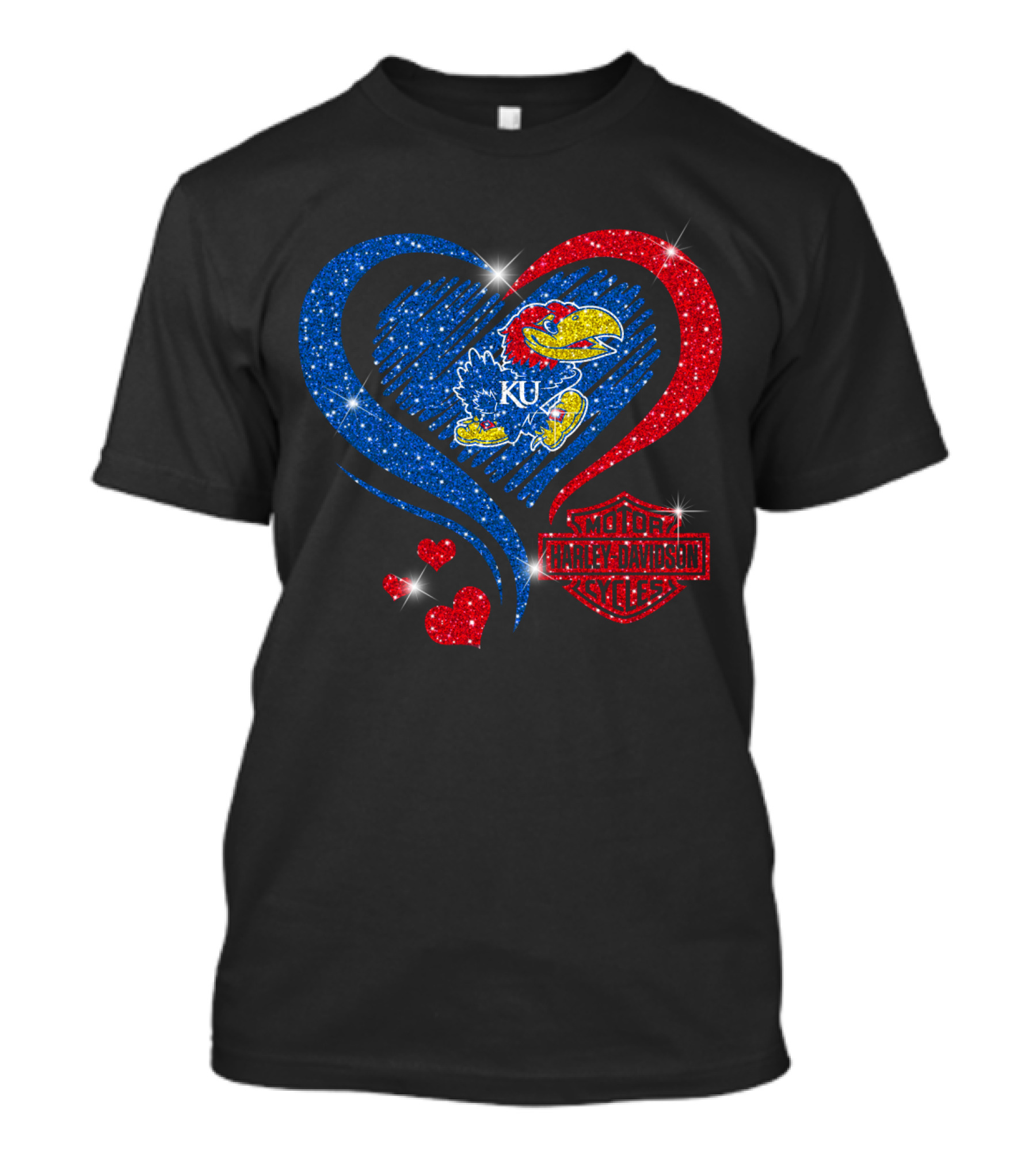 Ku Heart Harley Davidson Kansas Jayhawks T-Shirt