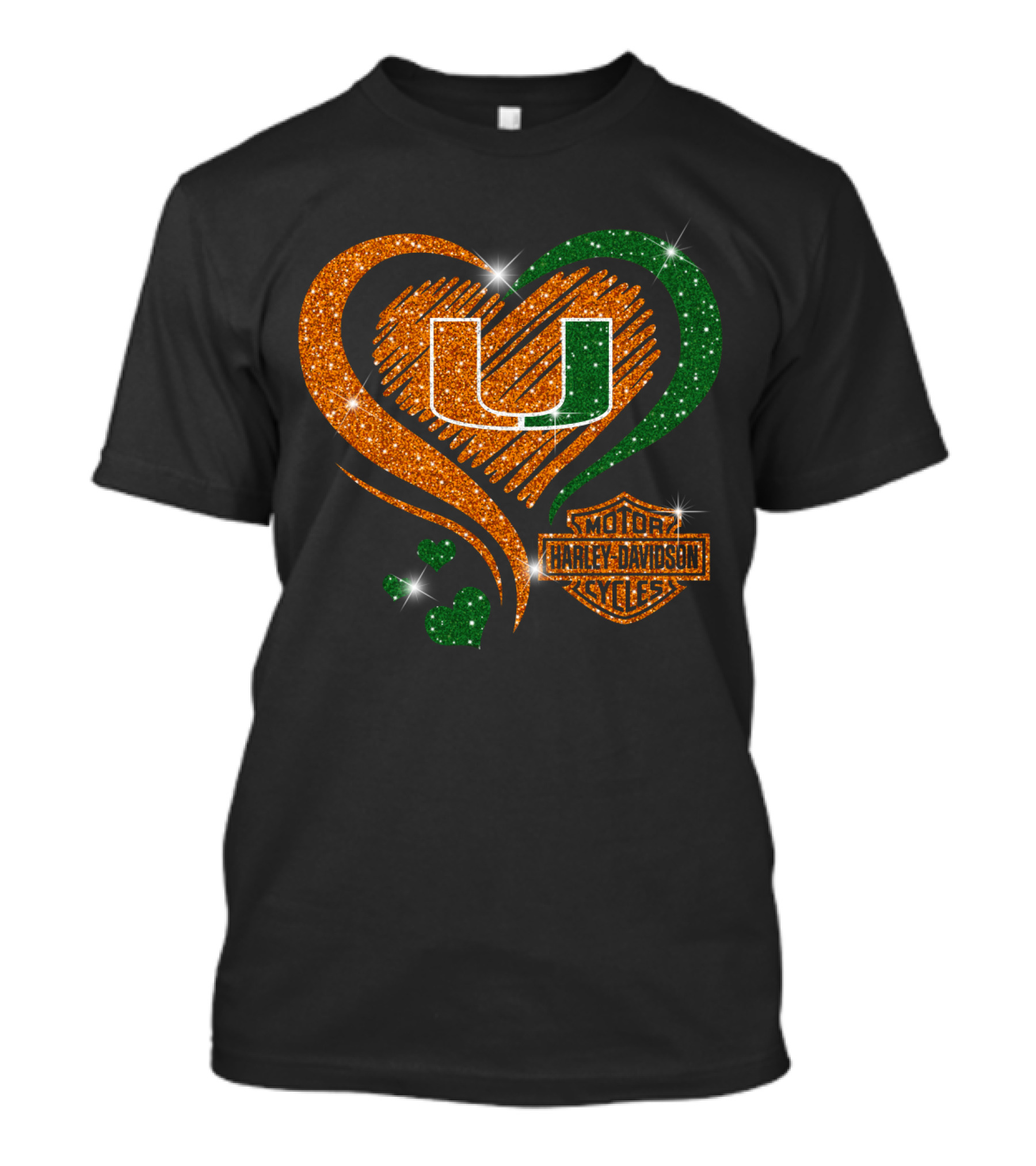 U Miami Hurricanes Heart Harley Davidson Style T-Shirt