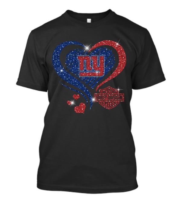 Ny Giants Heart Harley Davidson Motor Cycles T-Shirt