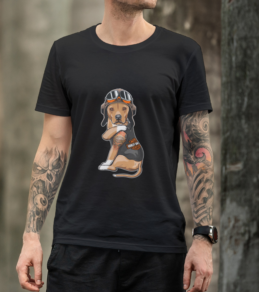 Hd Tatoo American Staffordshire Motocycle Harley Davidson T-Shirt