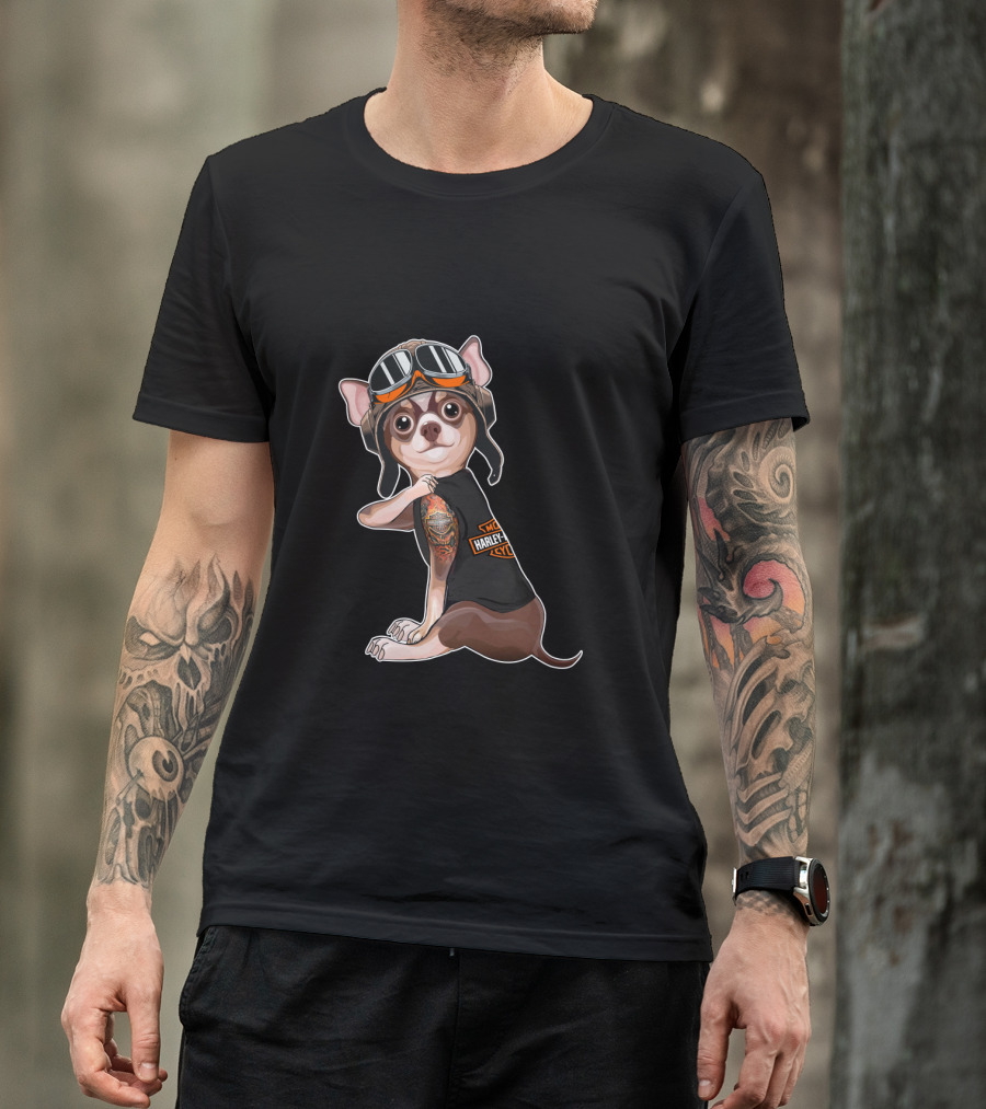 Hd Tattoo Chihuahua Harley Davidson Style Moto Pup T-Shirt
