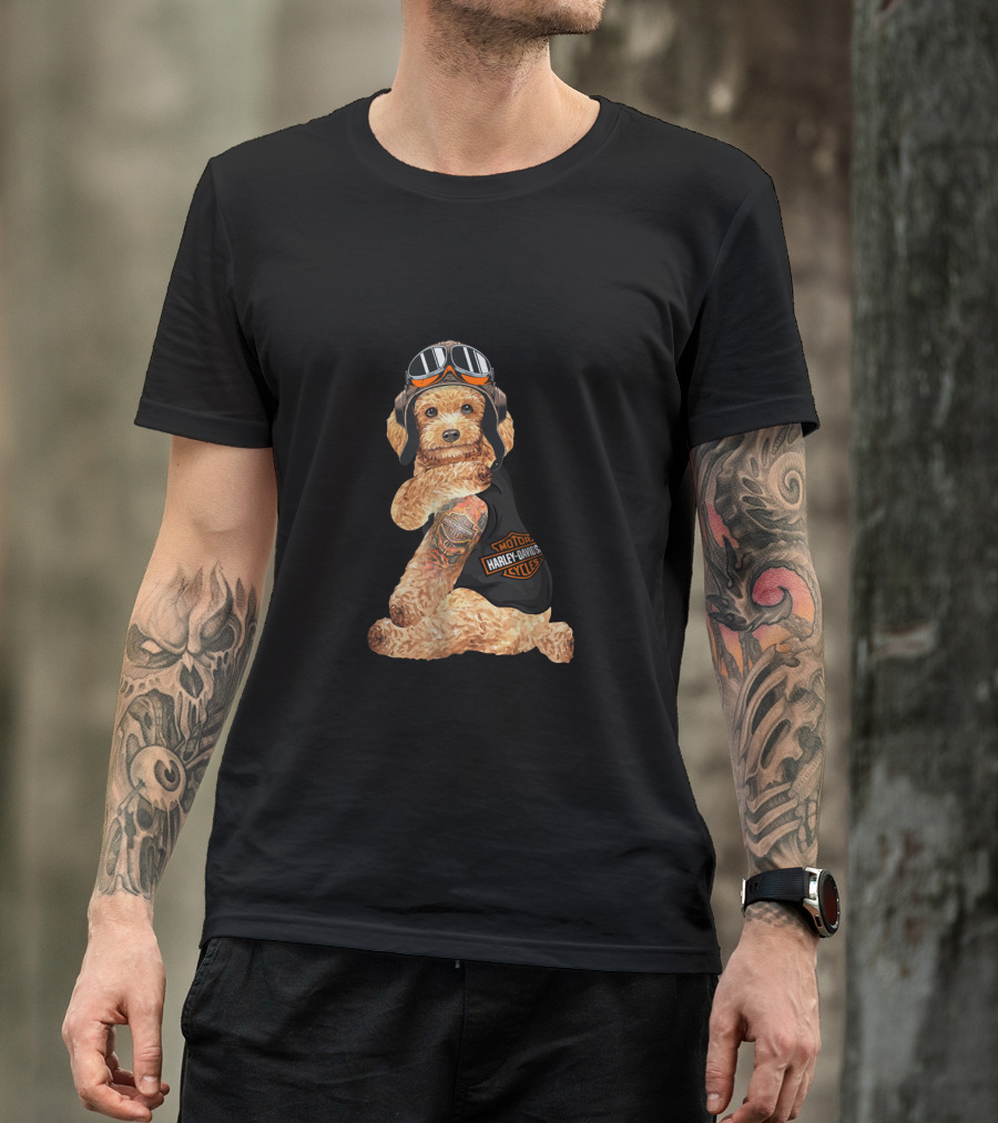 Shotgun Harley Davidson Cycles Hd Tatoo Poodle T-Shirt