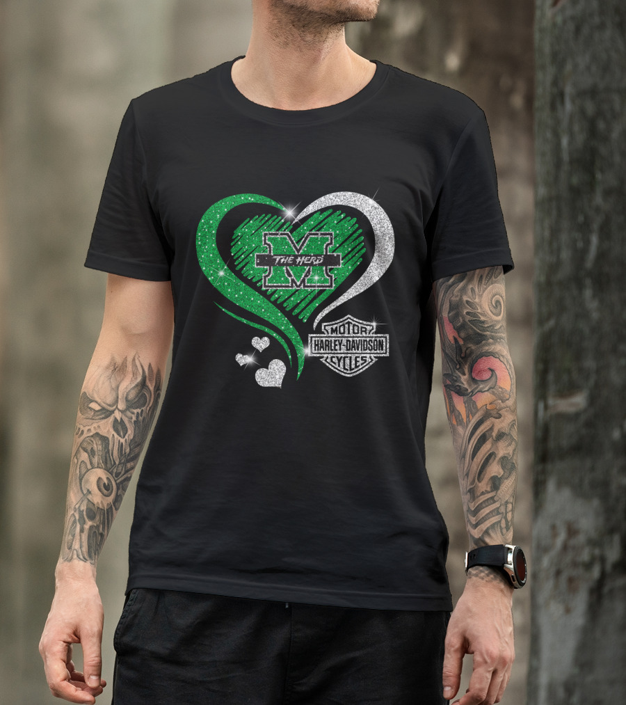 M The Herd Motor Harley Davidson Cycles Heart 0306Hd Marshall Thundering Herd T-Shirt