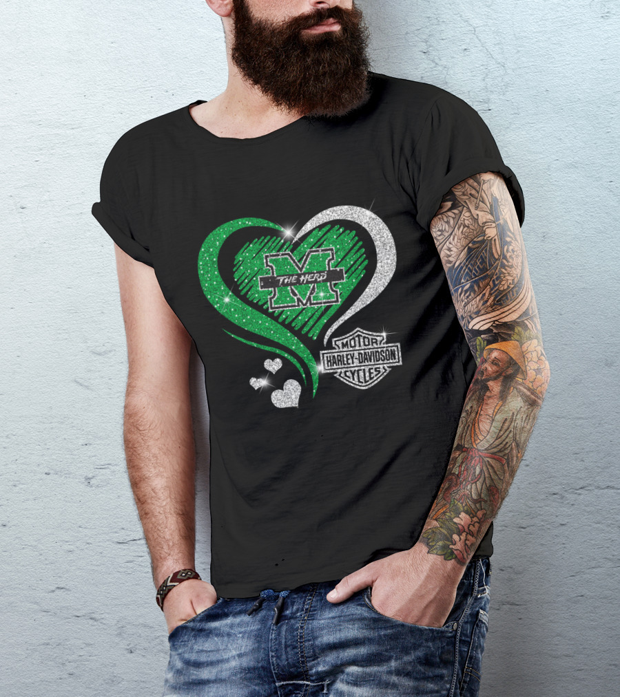 M The Herd Motor Harley Davidson Cycles Heart 0306Hd Marshall Thundering Herd T-Shirt