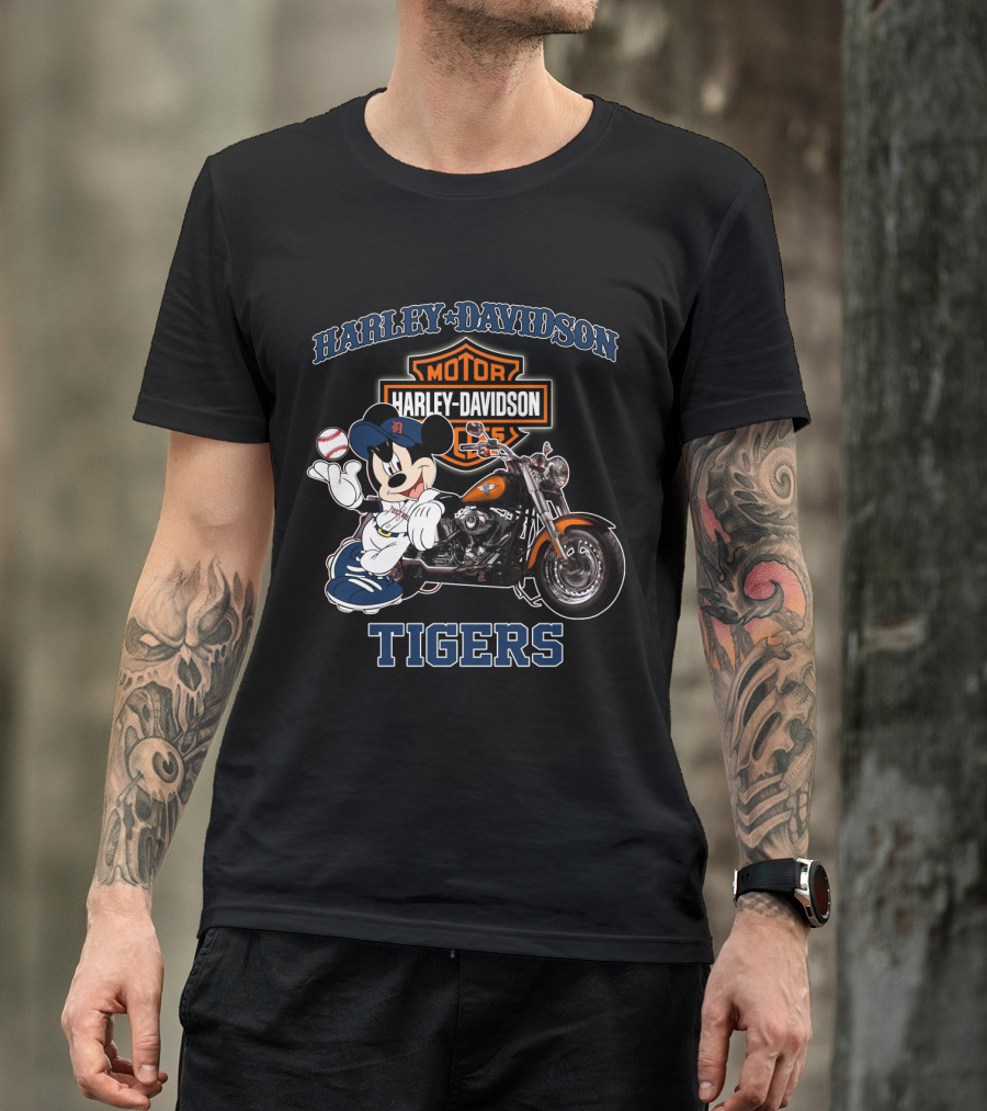 Harley Davidson Motor Mickey Mouse Detroit Tigers T-Shirt