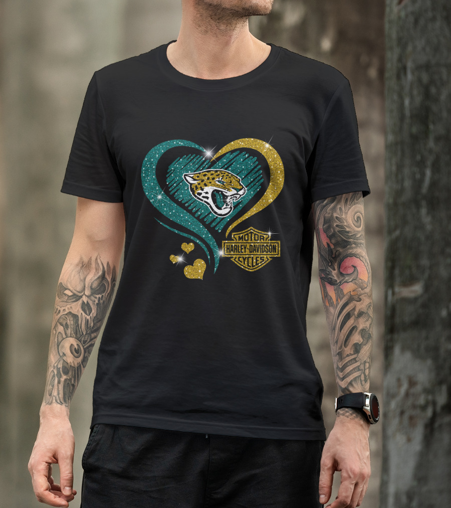 Harley Davidson Motorcycles Jacksonville Jaguars Heart T-Shirt