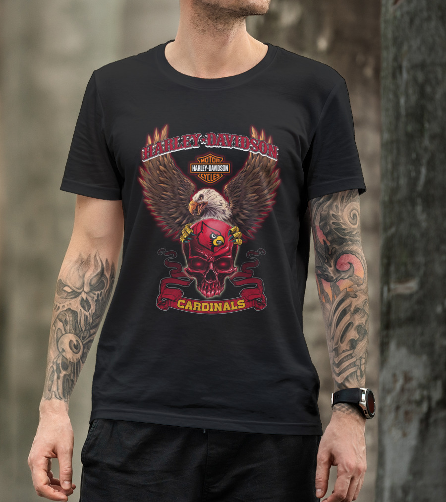 Harley Davidson Motor Cycles Eagle Louisville Cardinals T-Shirt