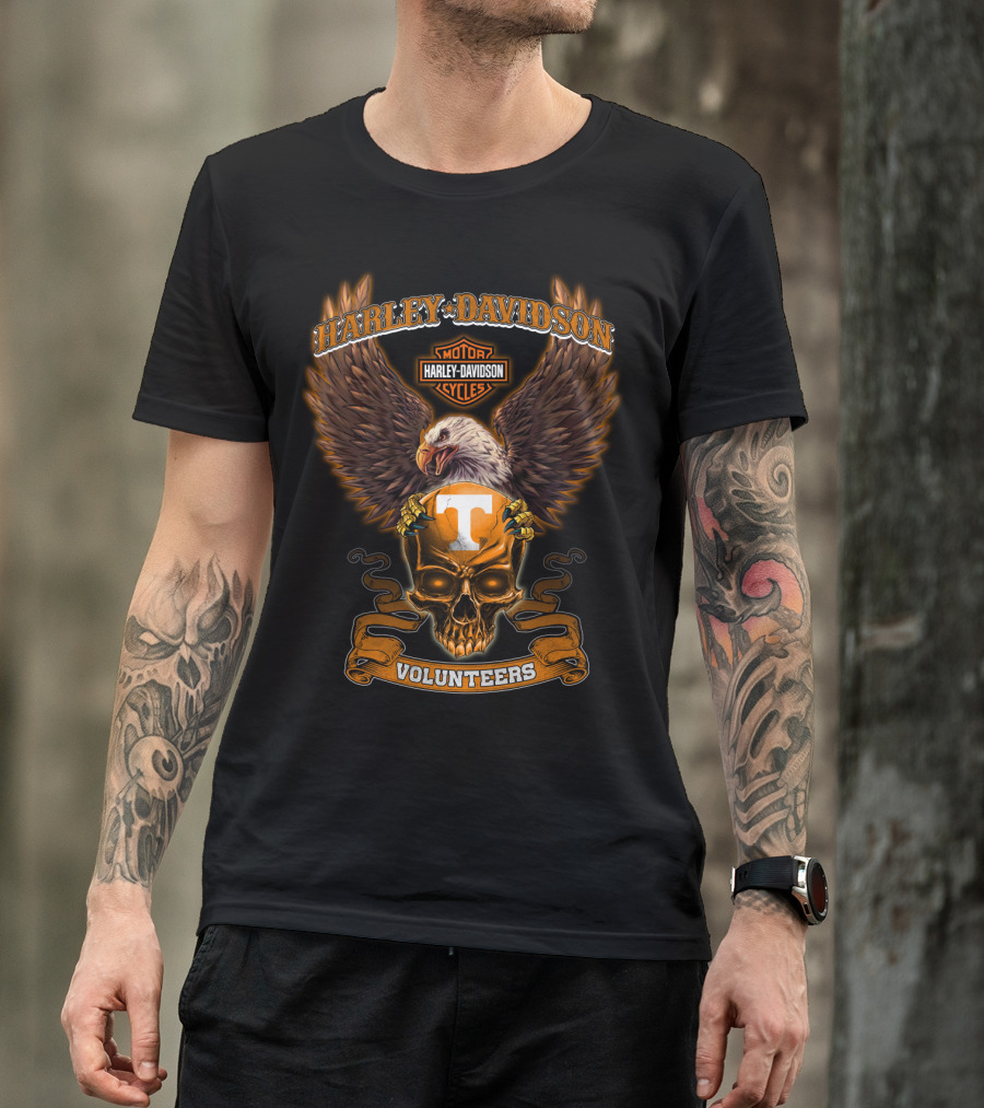 Harley Davidson Tennessee Volunteers Eagles Skulls T-Shirt