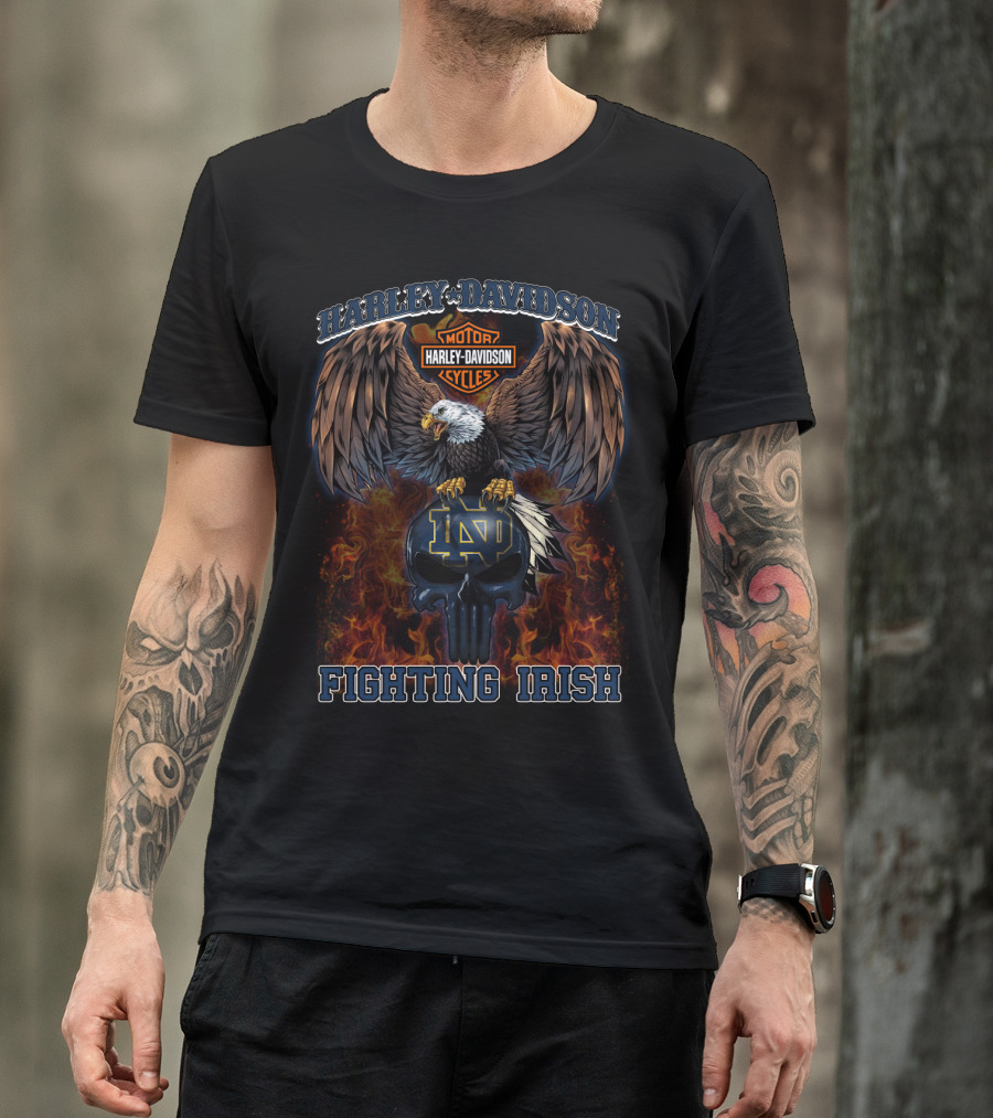 Harley Davidson Motorcycles Eagle Notre Dame Fighting Irish T-Shirt