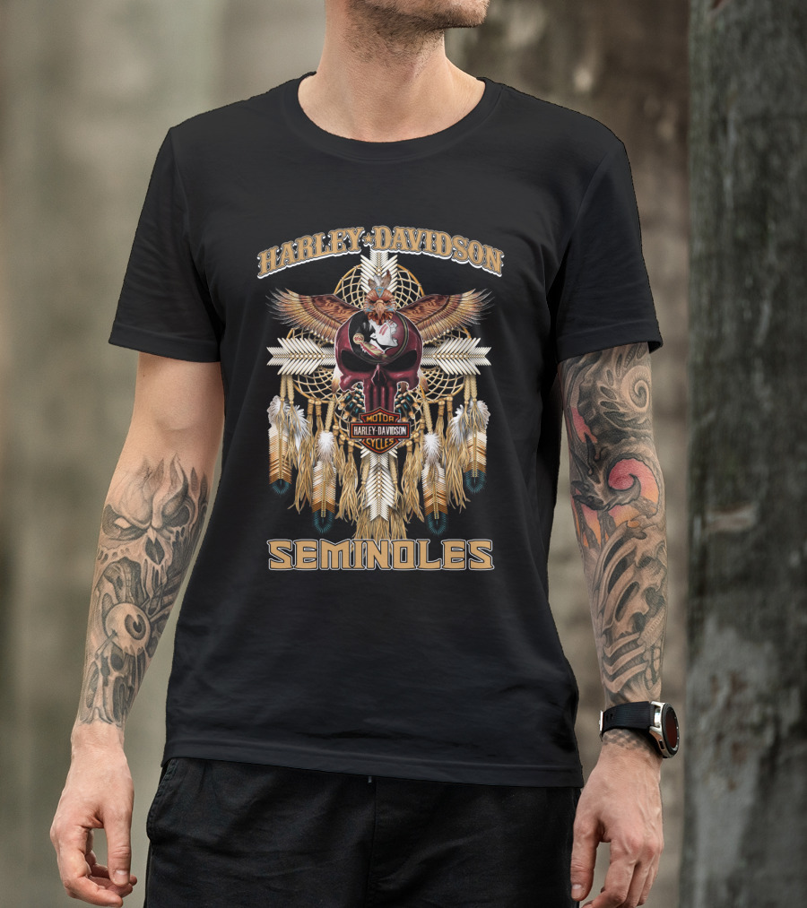 Harley Davidson Seminoles Motorcycle Native American Dreamcatcher T-Shirt