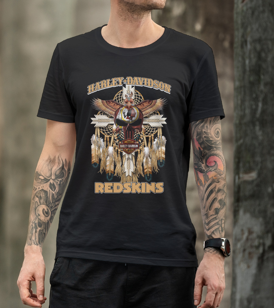 Harley Davidson Redskins Native Style Motif T-Shirt