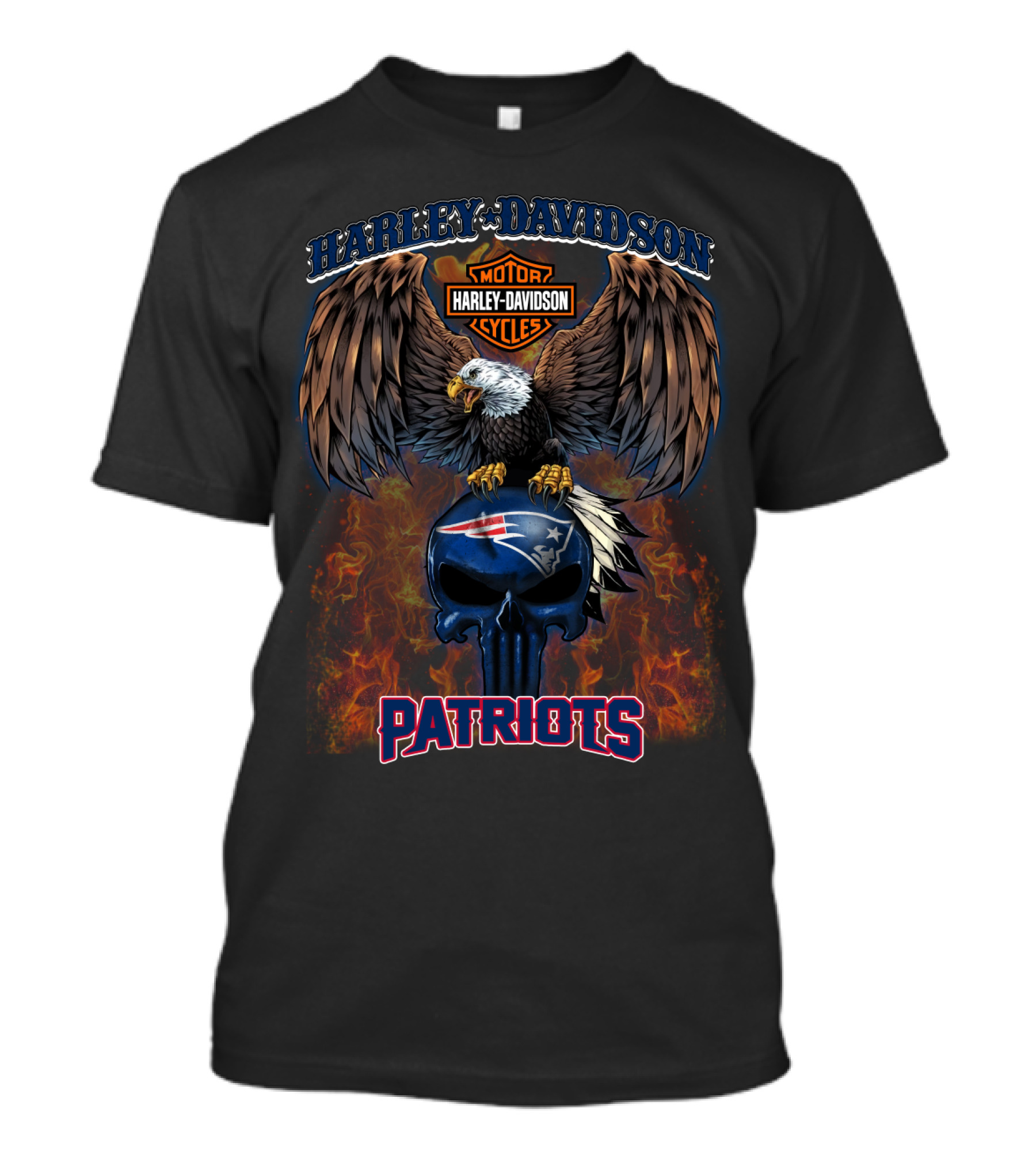 Harley Davidson Motor Cycles Patriots New England Patriots Hd T5M1 Eagle Flame T-Shirt