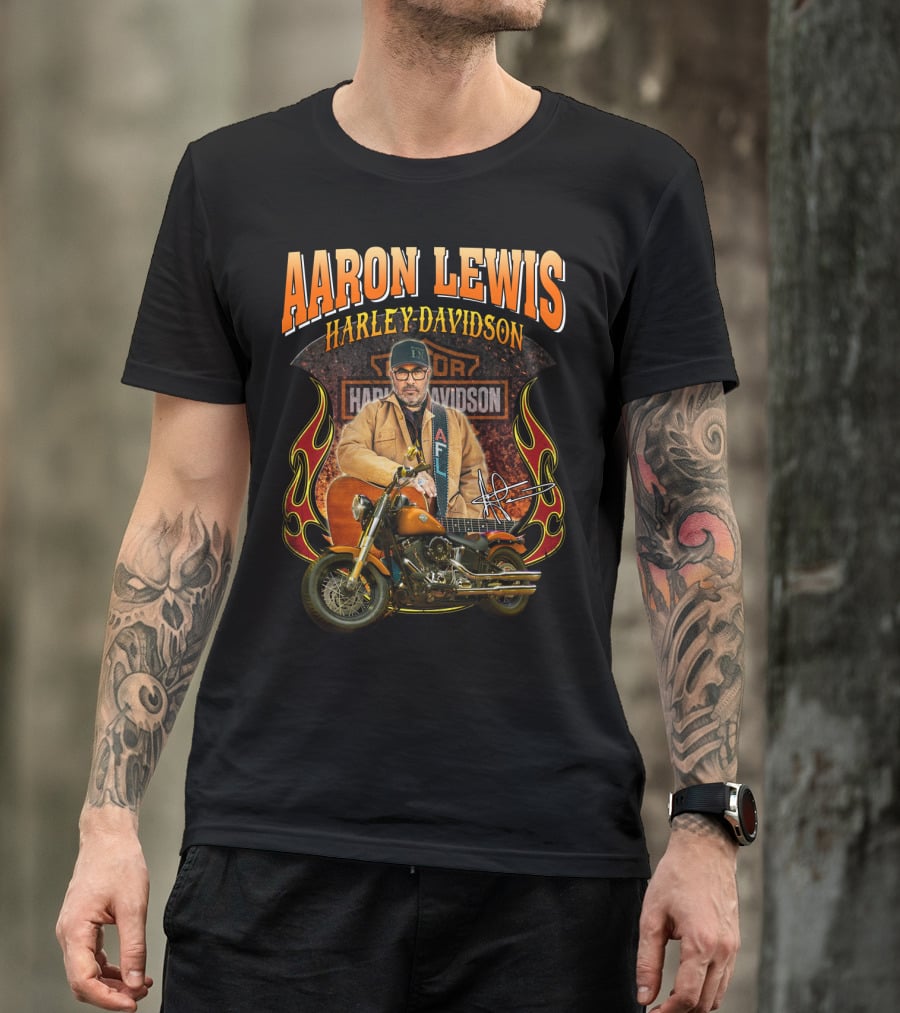 Aaron Lewis Harley Davidson Motorcycle Flame T-Shirt