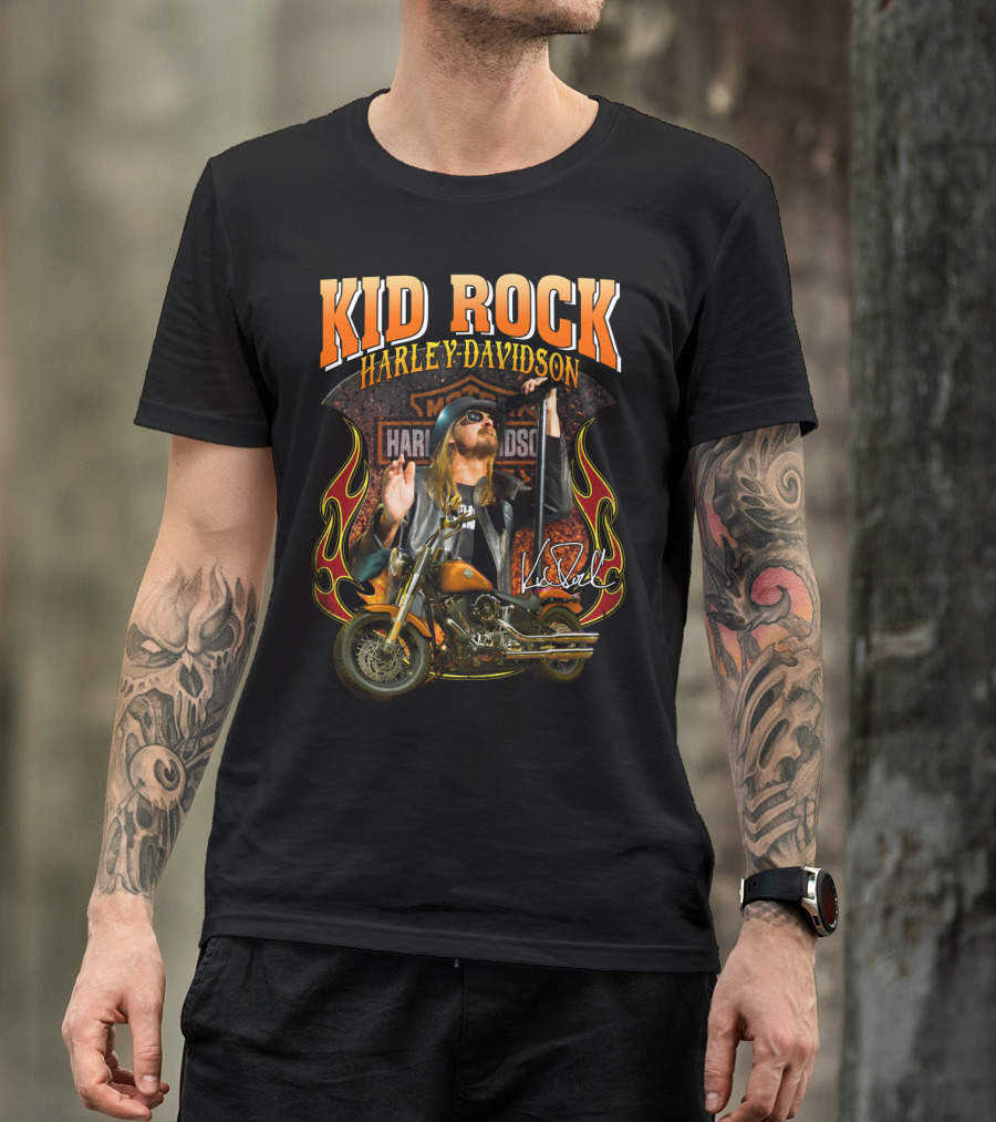 Kid Rock Harley Davidson Motorcycle Flames Promo T-Shirt