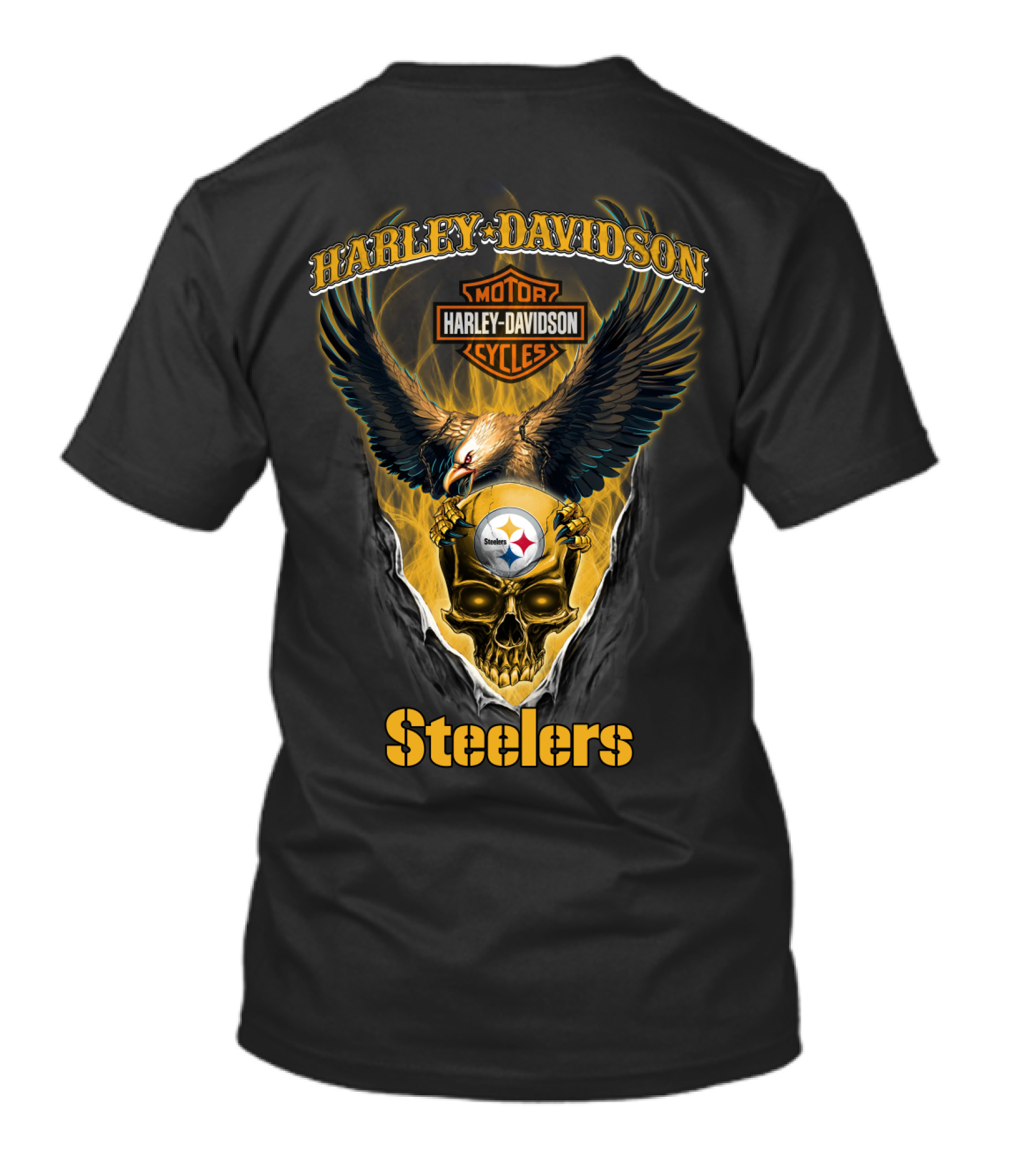 Harley Davidson Pittsburgh Steelers Eagle Skull T-Shirt