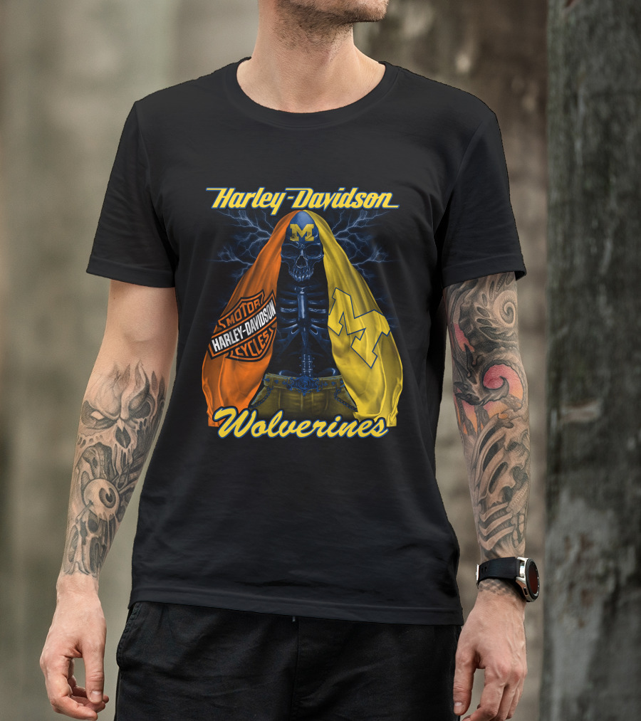 Harley Davidson Motorcycles Michigan Wolverines M2D23 T-Shirt