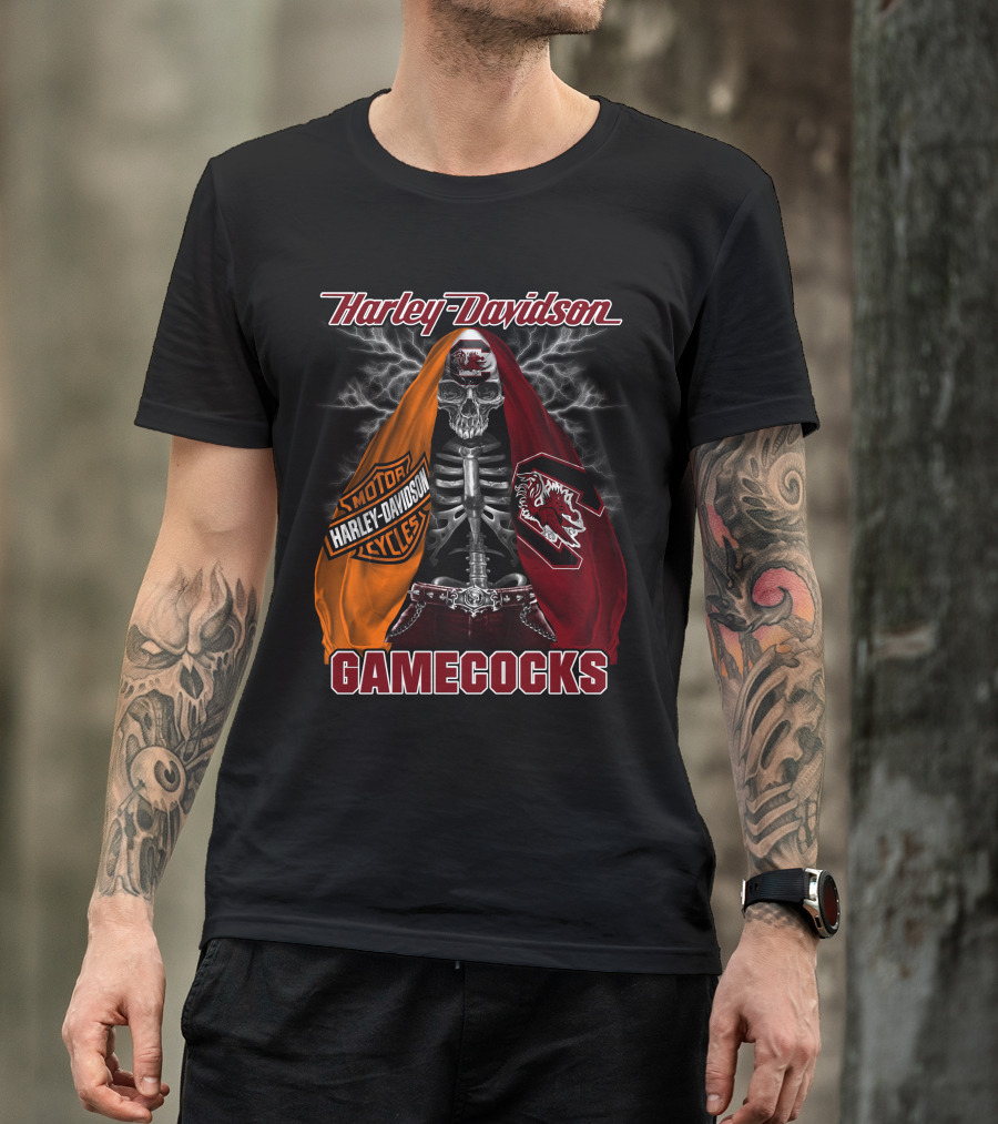 Harley Davidson South Carolina Gamecocks Skeleton Logo M2D23 T-Shirt