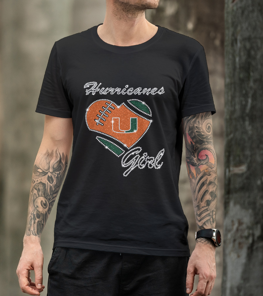 Hurricanes Girl Miami U Football Heart T-Shirt
