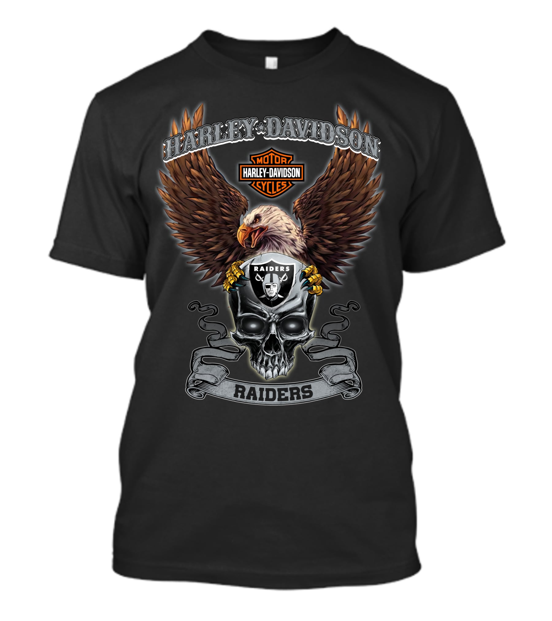 Harley Davidson Raiders Nfl Oakland Raiders Eagle And Skull T-Shirt