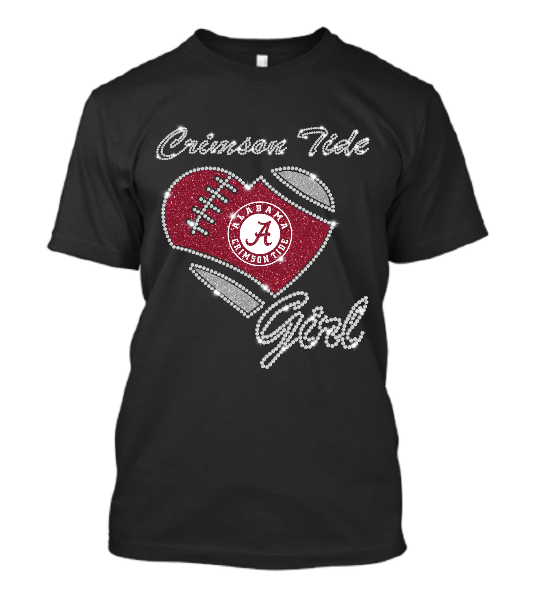 Crimson Tide Alabama Crimson Tide Girl Football Heart T-Shirt