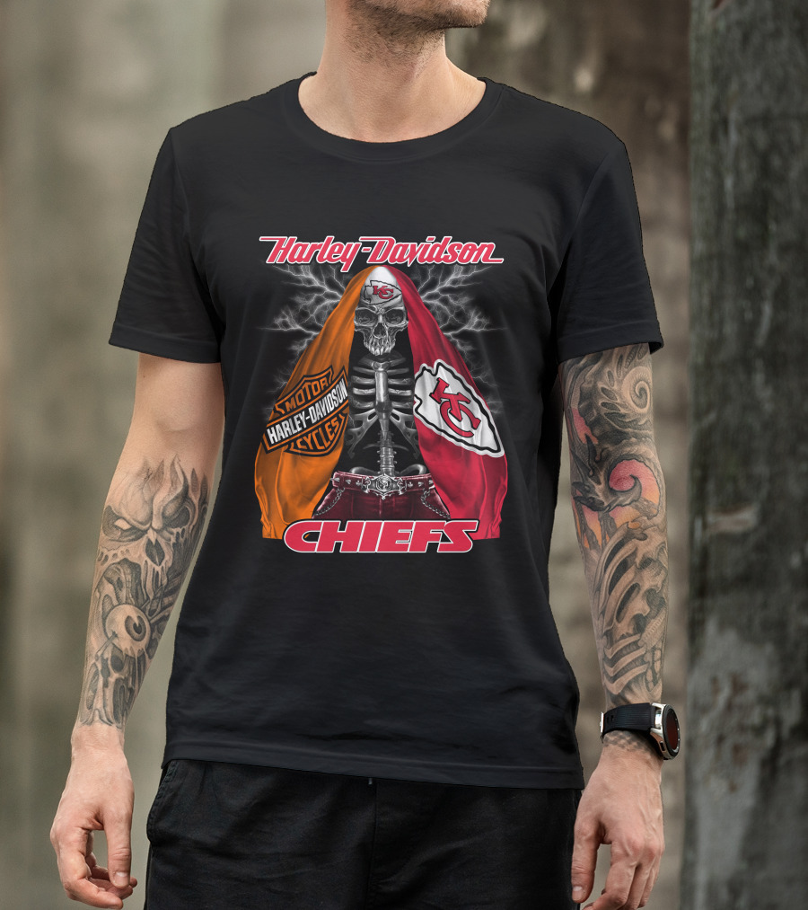 Harley Davidson Kansas City Chiefs Skull Motorcycles Chiefs T-Shirt