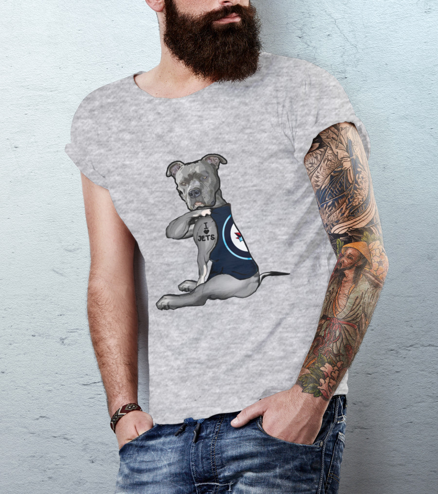 I Love Jets Pitbull Fan With Winnipeg Jets T-Shirt