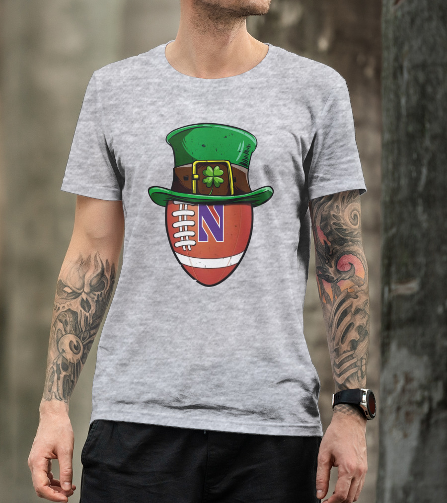 Northwestern Wildcats Football Shamrock Hat T-Shirt