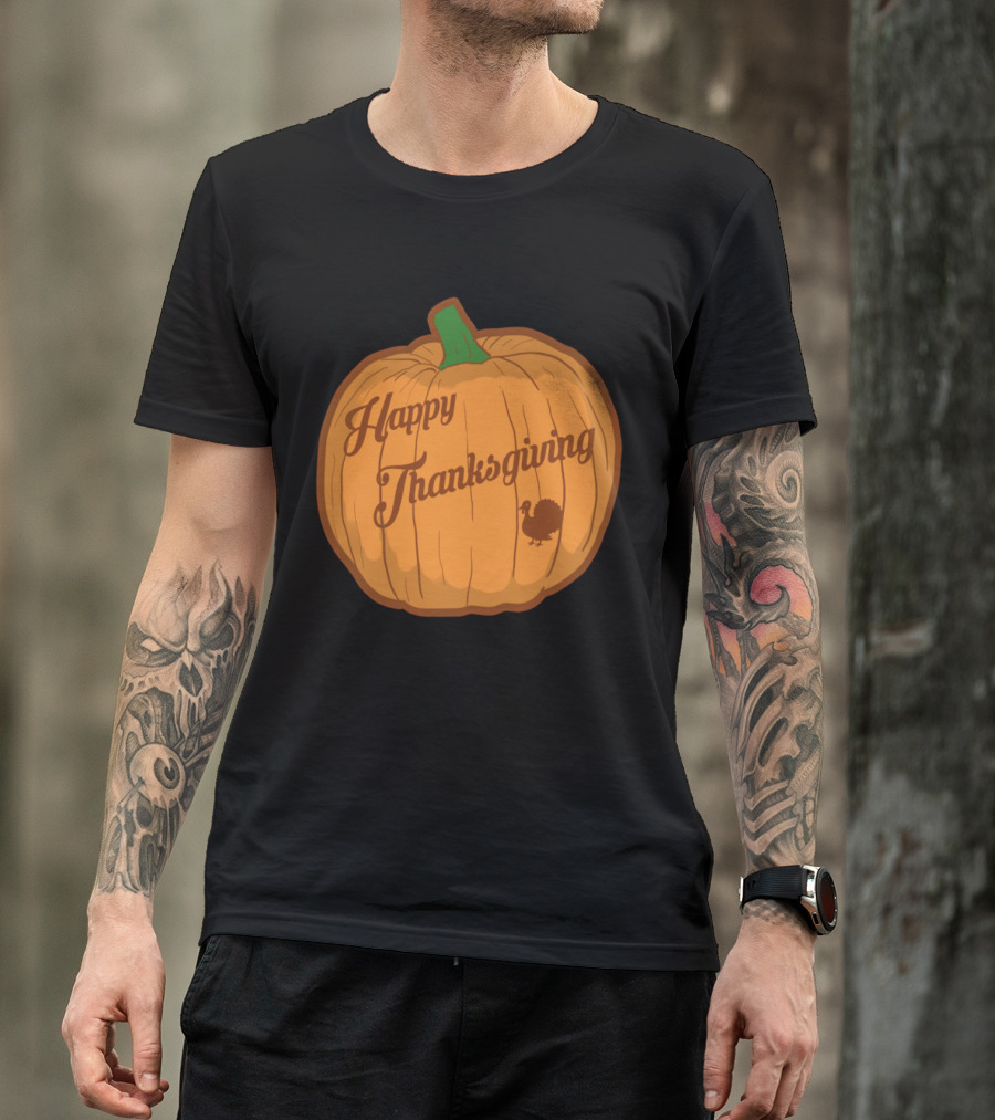 Happy Thanksgiving Pumpkin With Turkey T-Shirt