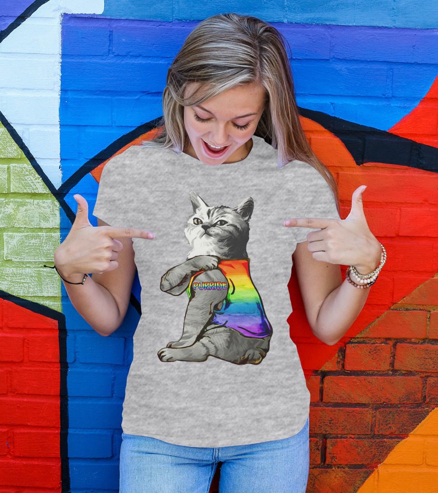Purride Cat In Rainbow Colors T-Shirt
