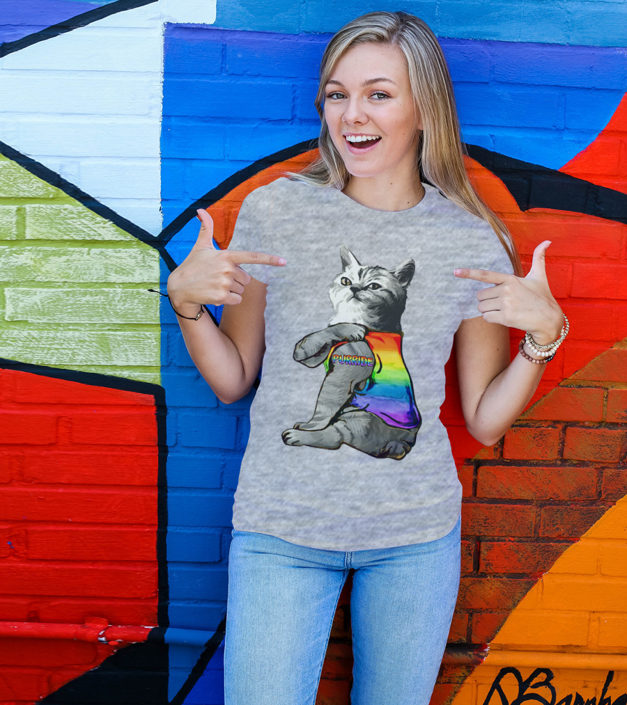 Purride Cat In Rainbow Colors T-Shirt