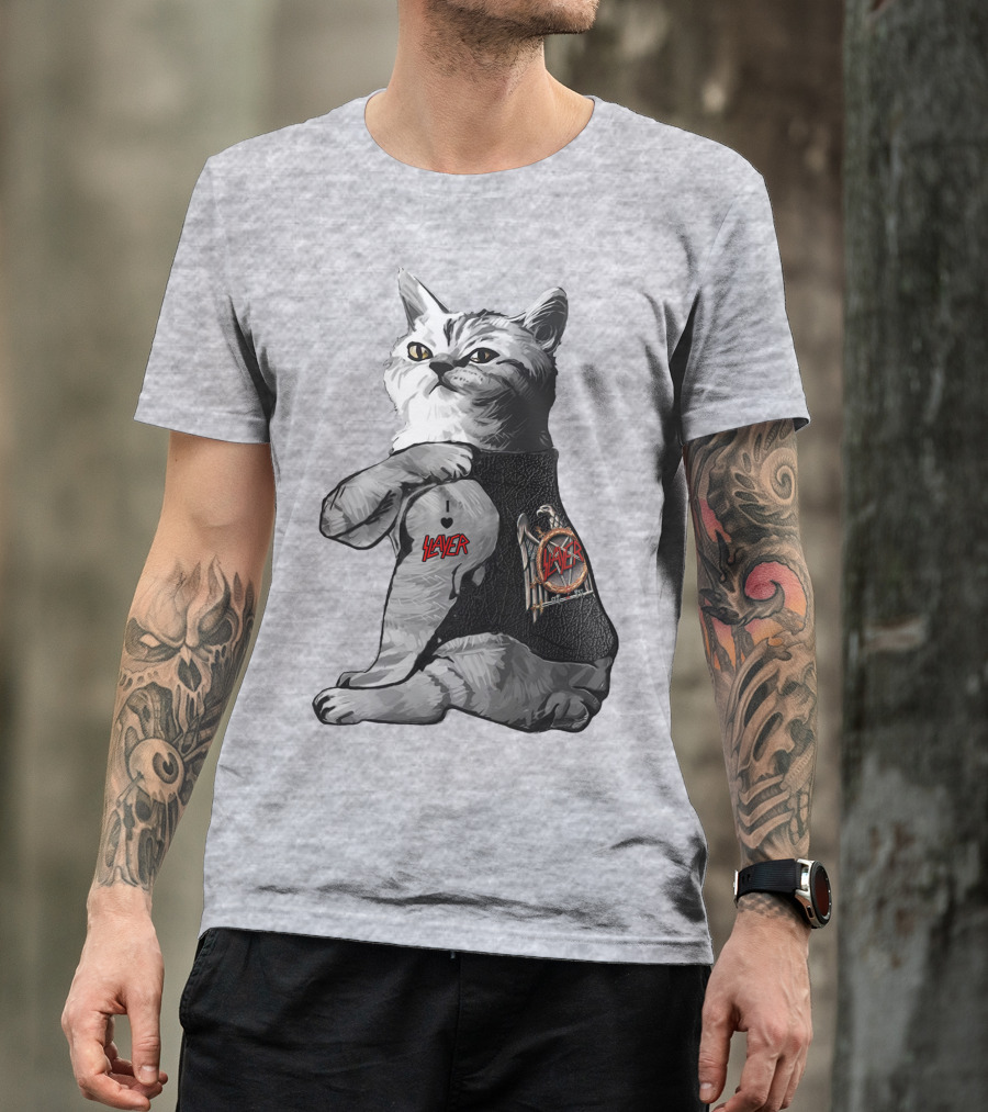 Cat Wearing Iconic Slayer Logo Vest T-Shirt